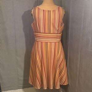 Gabby Skye Yellow/Peach Striped Dress 8 Bloomcore Dopamine Boho Rainbowcore Twee